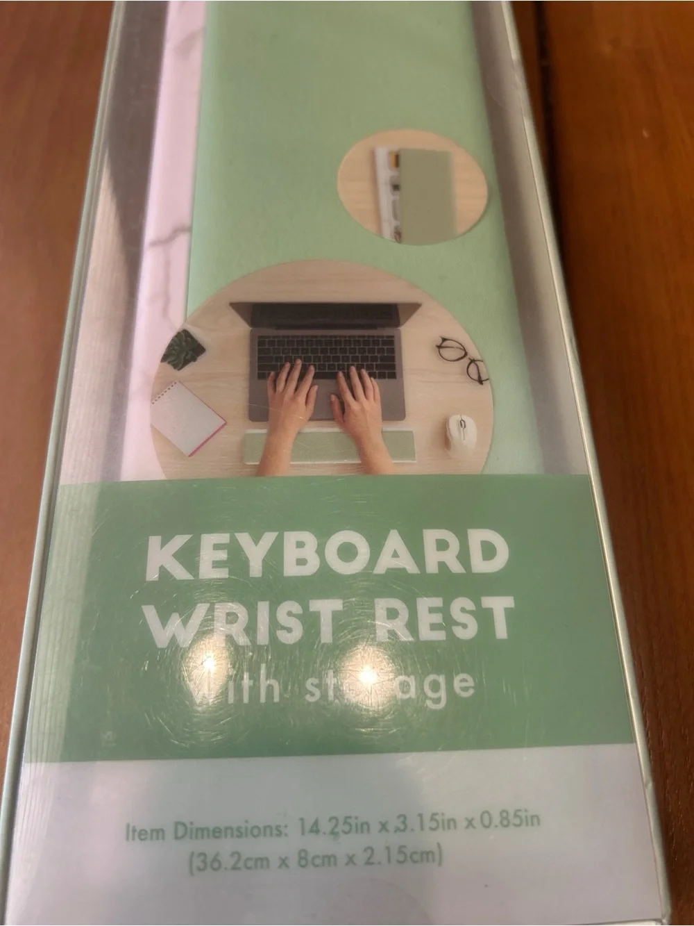 Vivitar Ergonomic Keyboard Wrist Rest Pad w/ Storage, Green/White 14.25in
